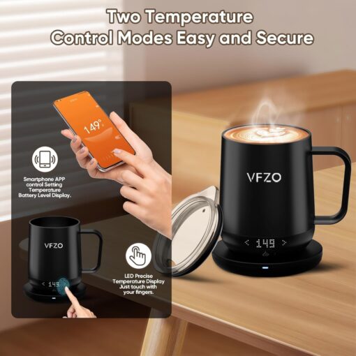 Smart Mug,Self Heating,Temperature-Controlled, Self-Heating Coffee Mug.LED Real-time Temperature Display.180 Minutes Maximum Battery Life.Smart Coffee Cup Tea-for-One Sets(12oz,...