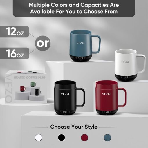 Smart Mug,Self Heating,Temperature-Controlled, Self-Heating Coffee Mug.LED Real-time Temperature Display.180 Minutes Maximum Battery Life.Smart Coffee Cup Tea-for-One Sets(12oz,...