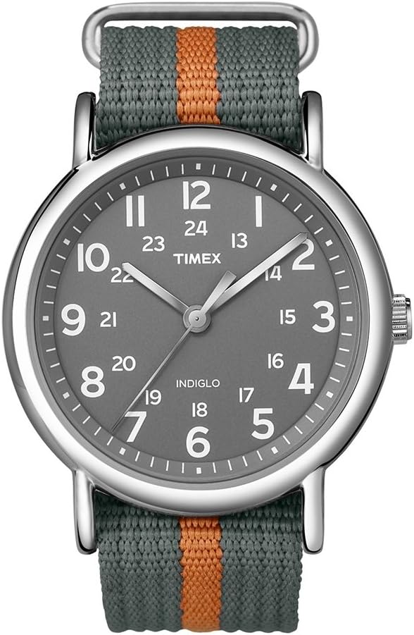 Timex Weekender 38mm Unisex Analog Watch | INDIGLO Backlight | Adjustable Durable Nylon Fabric Slip Through Strap | 24 Hour Time