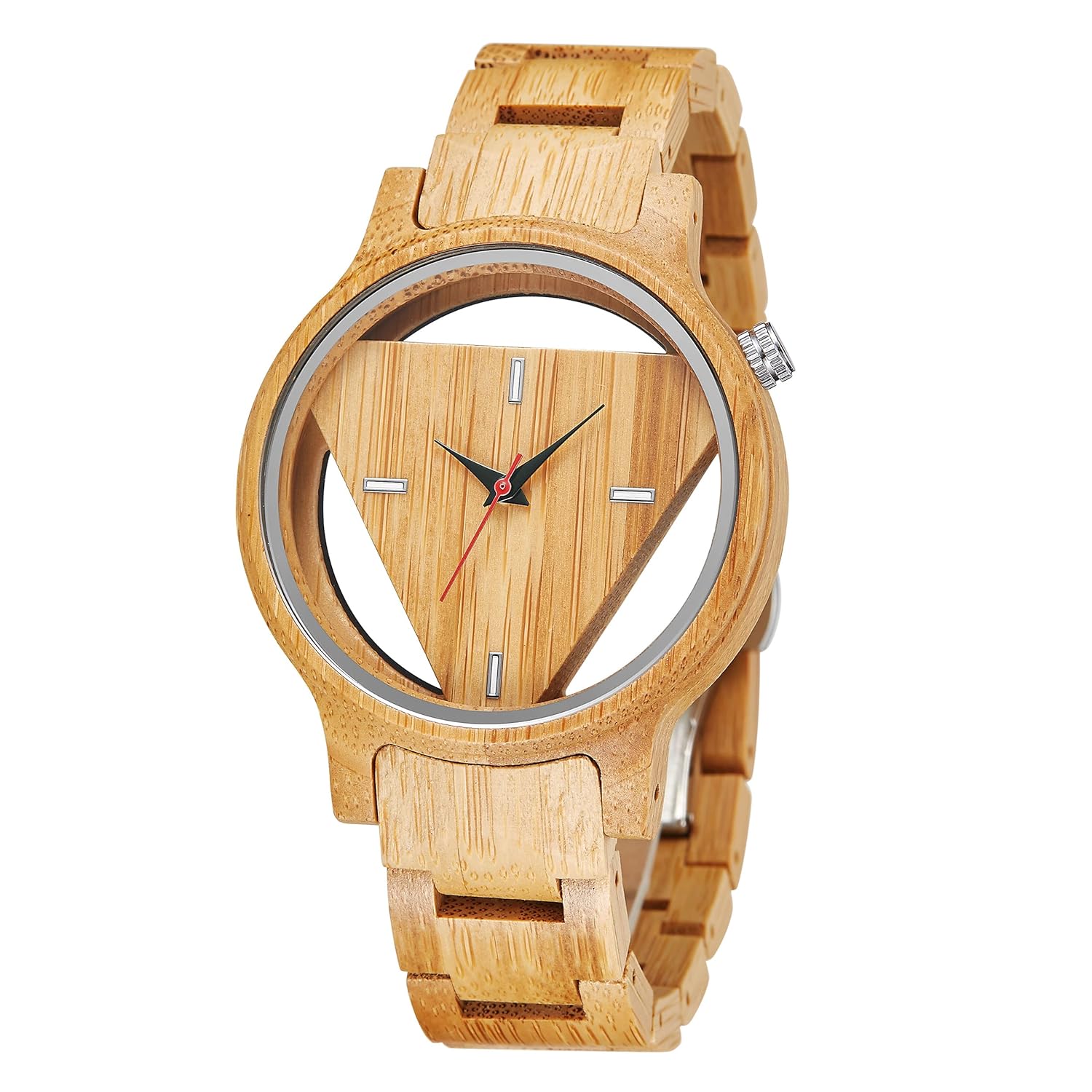 Tiong Brand Wooden Watches Mens with Handmade Colorful Bamboo Wood Watch Analog Date Quartz Wooden Watch for Men