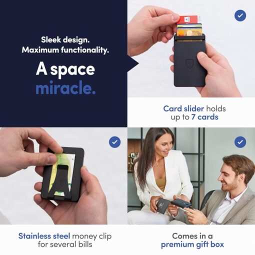 TRAVANDO SLYDE Aluminum Card Holder - RFID Blocking Slim Wallet for Men with Money Clip – Holds Up to 7 Cards – RFID Protected Credit Card Mens Wallet (Black) TRAVANDO SLYDE Aluminum Card Holder - RFID Blocking Slim Wallet for Men with Money Clip – Holds Up to 7 Cards – RFID Protected Credit Card Mens Wallet (Black)