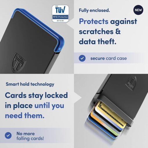 TRAVANDO SLYDE Aluminum Card Holder - RFID Blocking Slim Wallet for Men with Money Clip – Holds Up to 7 Cards – RFID Protected Credit Card Mens Wallet (Black) TRAVANDO SLYDE Aluminum Card Holder - RFID Blocking Slim Wallet for Men with Money Clip – Holds Up to 7 Cards – RFID Protected Credit Card Mens Wallet (Black)