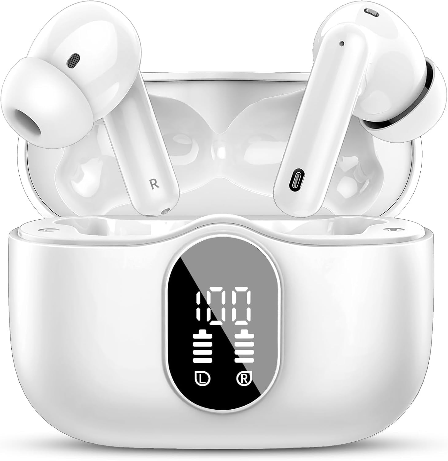 Wireless Earbuds, Bluetooth 5.4 Headphones Bass Stereo, Ear Buds with Noise Cancelling Mic, IP7 Waterproof in Ear Earphones, 36H LED Display Bluetooth Earbuds for Laptop Pad...