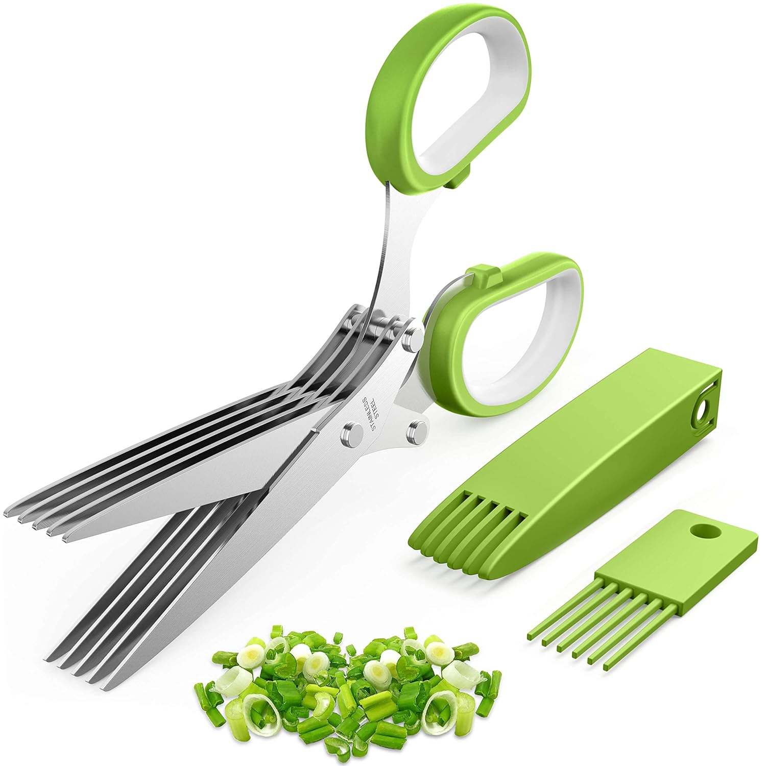 2025 Upgraded Herb Scissors, Effortless Herb Shears Cutter Tool with Sharp Stainless Steel Blades for Fresh Herbs, Must-Have Kitchen & Cooking Gadget, Green