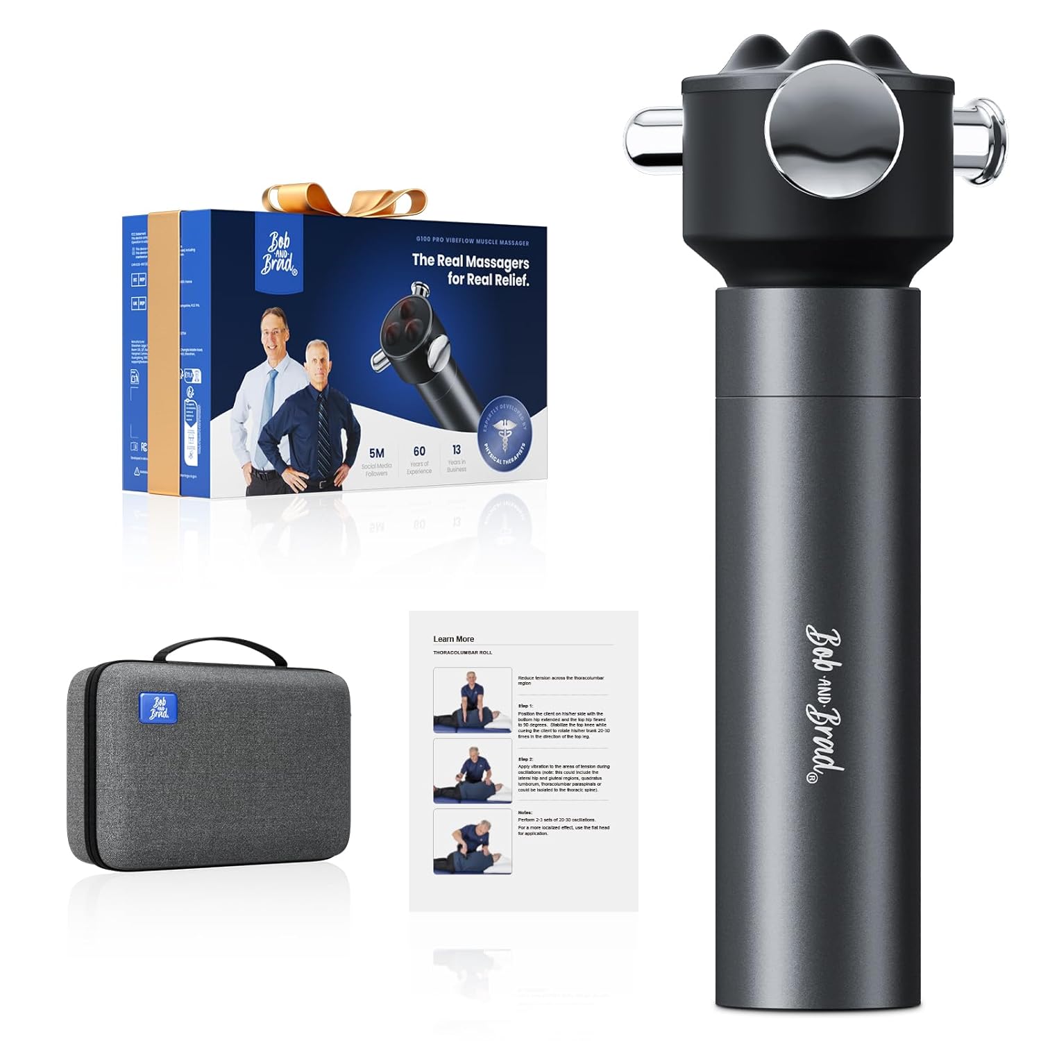 BOB AND BRAD VibeFlow Vibration Therapy Massager, FSA Eligible/HSA Eligible, 116Hz Muscle Massage Gun Deep Tissue for Pain Relief, Portable Handheld Massage Gun for Full Body...