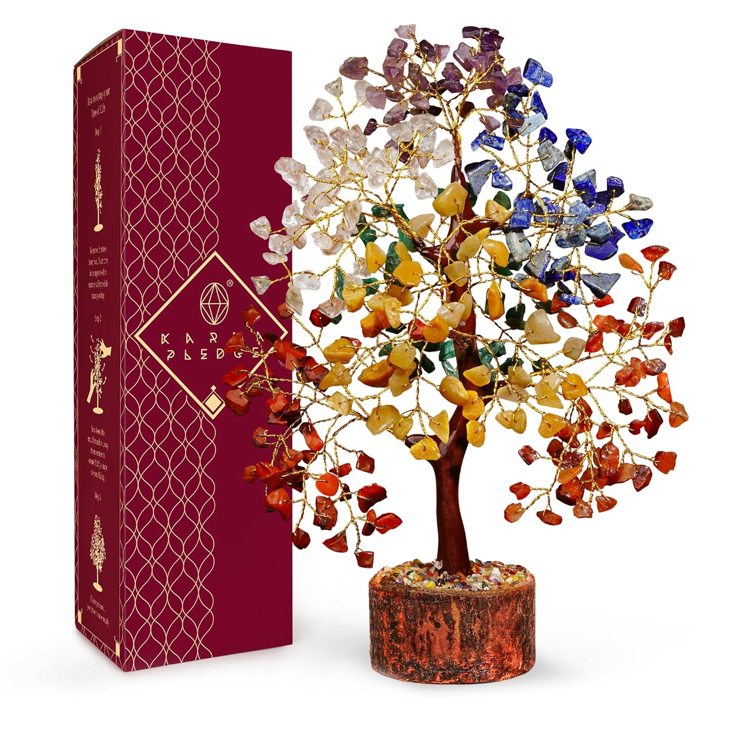 Crystal Tree of Life 7 Chakra Healing Crystal Trees for Home Decor, Office Desk Decor, Boho Decor, Handmade Bonsai Trees for Positive Energy, Money, Good Luck Birthday Gifts for...