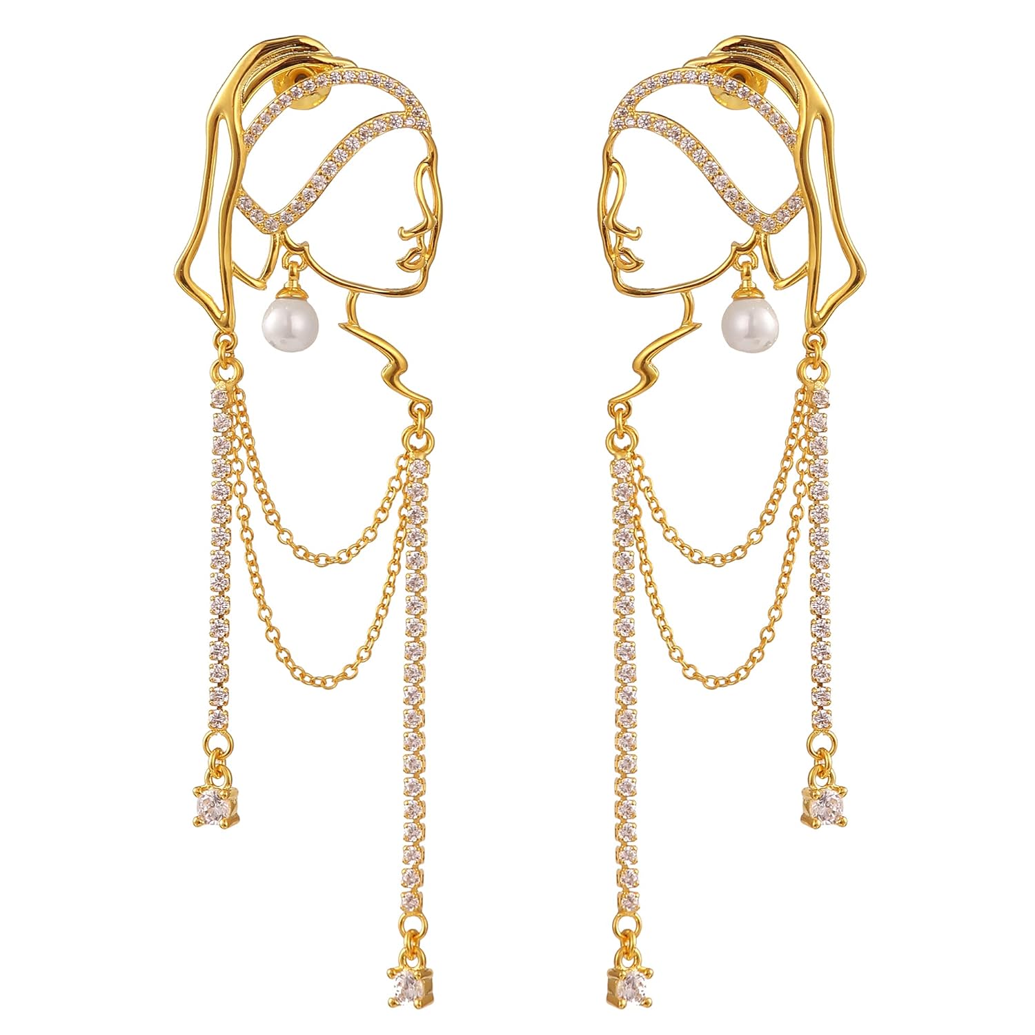 Unique abstract face Art earrings dangle statement long earrings for women tassel chandelier handwork earrings jewelry fashion