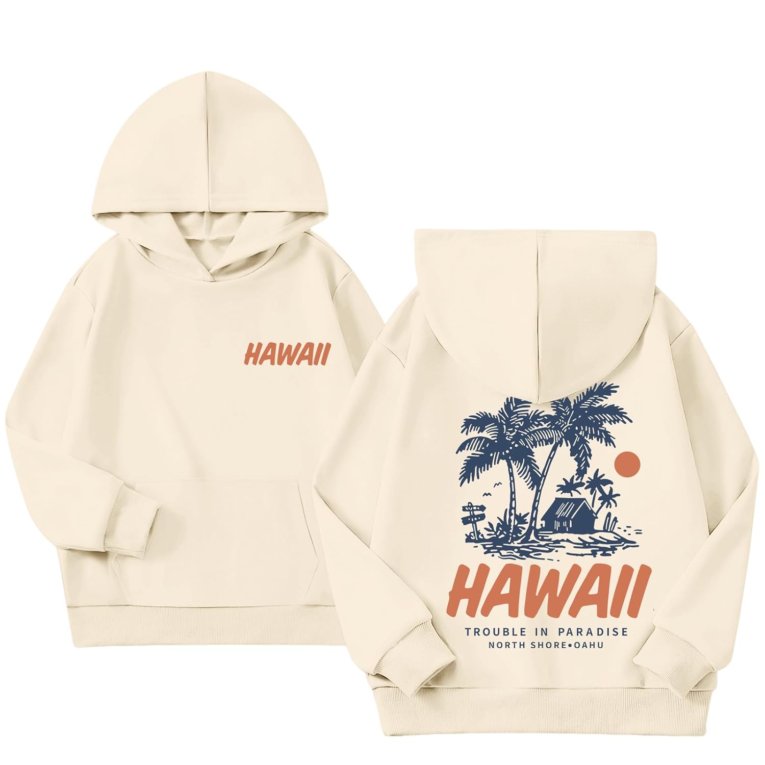 Cute Hawaii Hoodies for Girls Preppy Hawaiian Palm Beach Sweatshirt Aesthetic Graphic Vacation Hoodie Pullover Tops