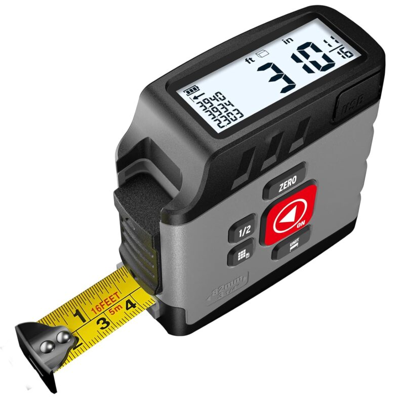 Digital Tape Measure 16 Ft - 6 Metric and Imperial Units, Easy Read Digital Measuring Tape Retractable with Fractions 1/16, Rechargeable Measurement Tool, for...