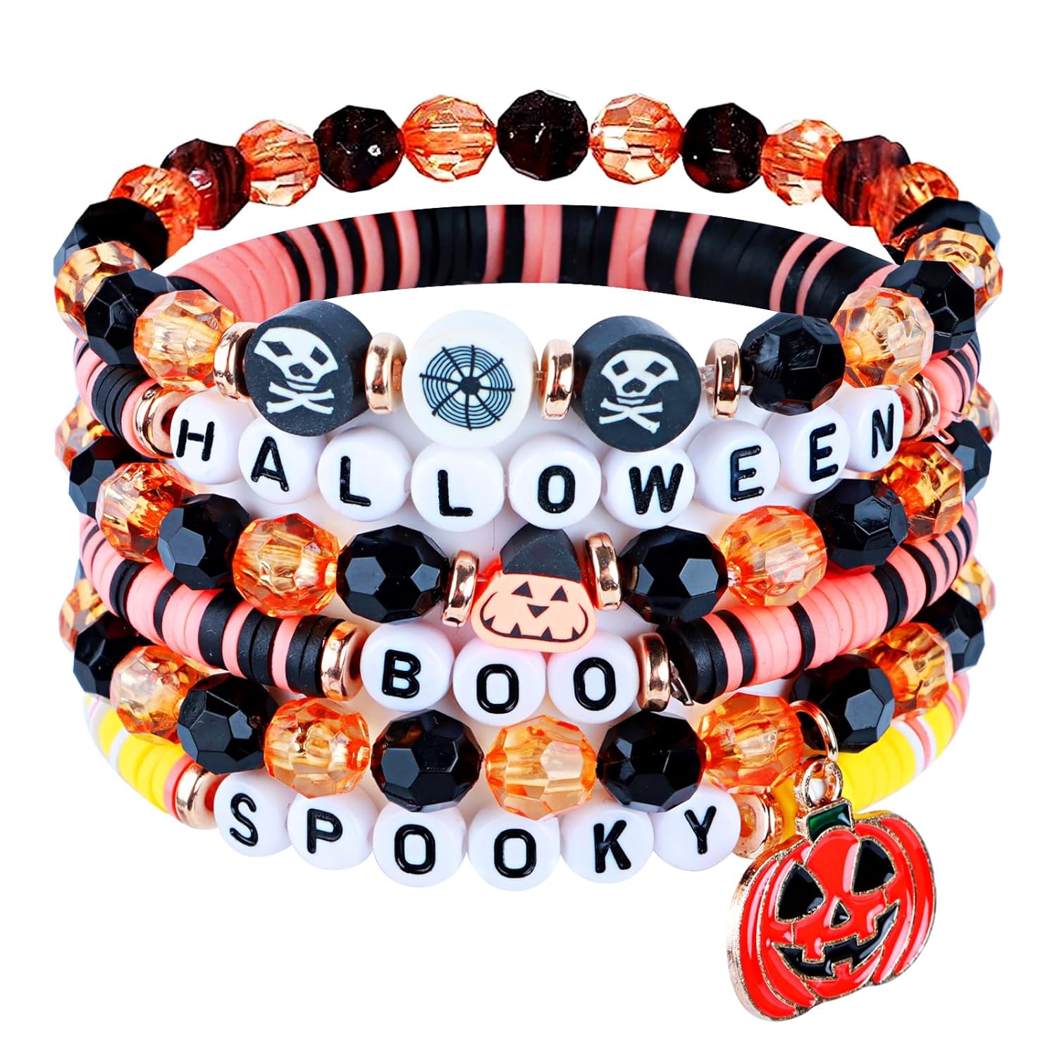 Friendship Bracelets - Beaded Bracelets Set for Teen Women, Stretchable Preppy Bracelets, Stackable & Colorful Bracelets - Ideal Gifts, 4th of July, Halloween, Christmas