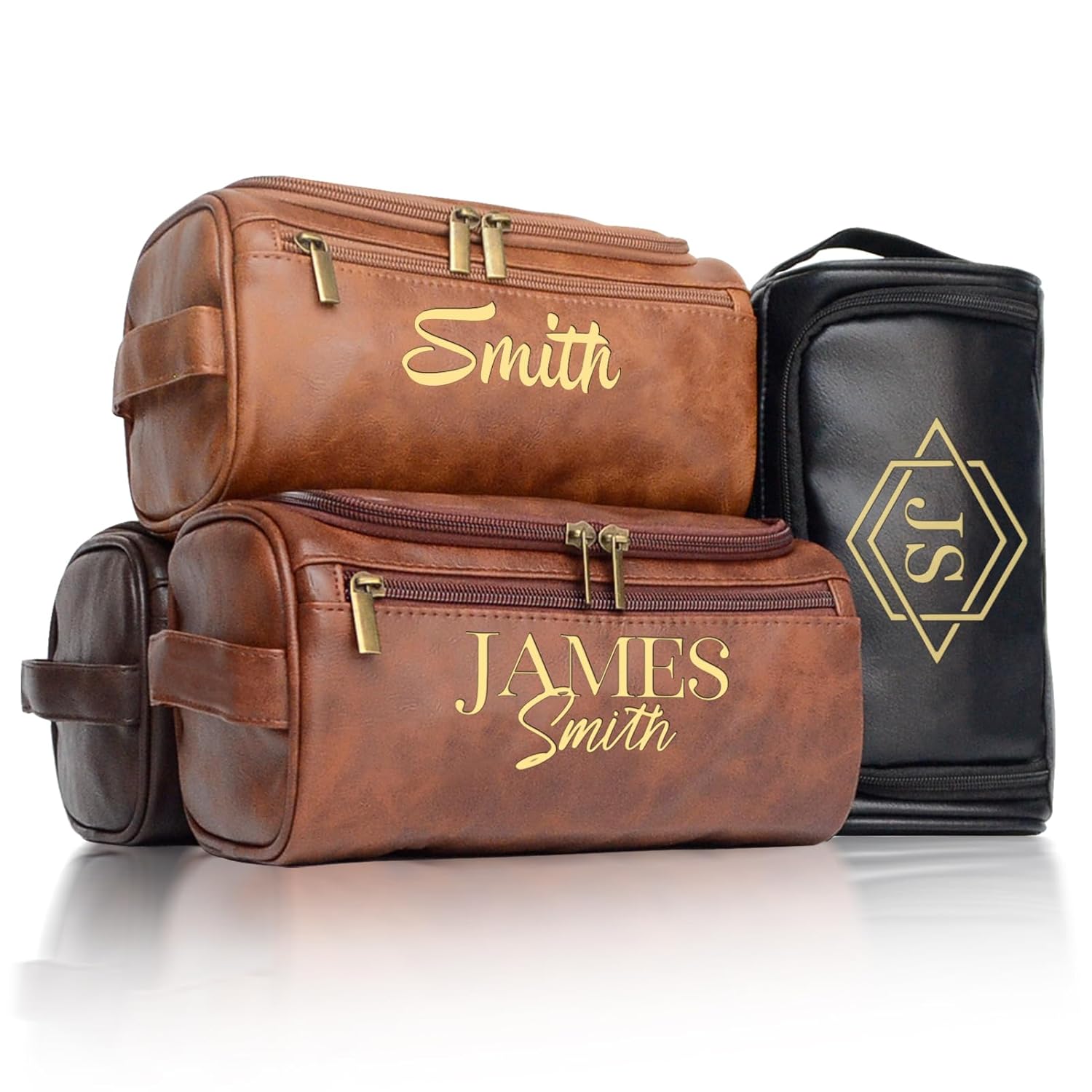 Personalized Toiletry Bag for Men, Engraved Name Initials Toiletry Bag, Customized Monogram Travel Shaving Dopp Kit for Groomsmen, Gift for Christmas, Birthday, Dad, Husband,...