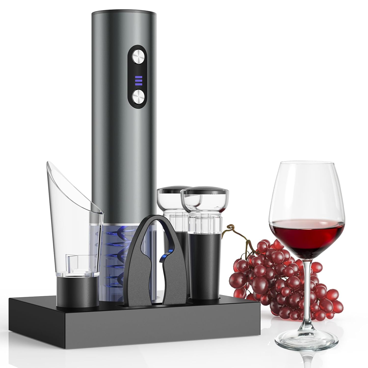 Rechargeable Electric Wine Opener Gift Set: Wine Opener, Aerator, Vacuum Stoppers & Foil Cutter - Wine Lovers Gifts for Women Men, Mom