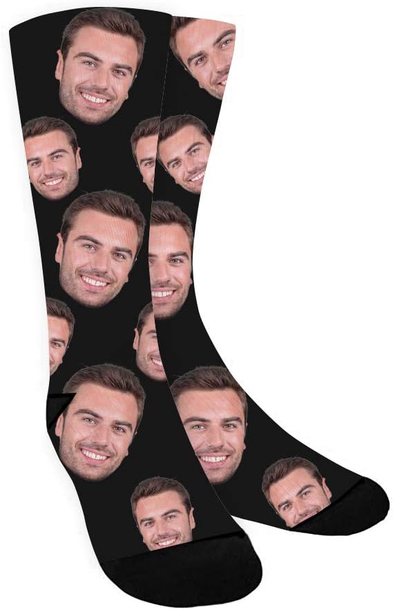 ShineSand Custom Face Socks with Picture, Personalized Socks with Photo Customized Unisex Funny Crew Sock Gifts for Men Women