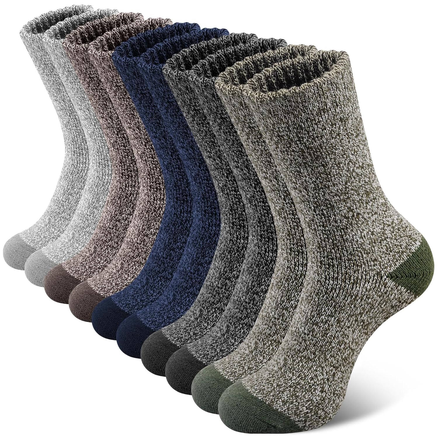 SIMIYA 5 Pairs Merino Wool Socks for Men, Super Thick Hiking Thermal Socks for Cold Weather