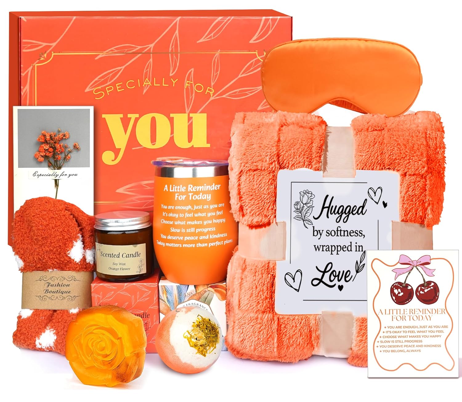 Thankgiving Gift Basket - Christmas Gifts Basket, Cozy Pumpkin Spice Self-Care Spa Gift Box, Autumn Thanksgiving Birthday Christmas Gifts for Mom, Sister, Friends White Elephant