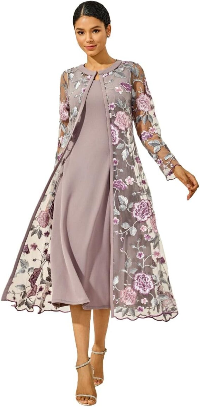 Women's Maxi Dresses 2 Piece Outfit Wedding Guest Cocktail Tea Party Dress Ruffle Lace Floral Casual Formal Evening Dress