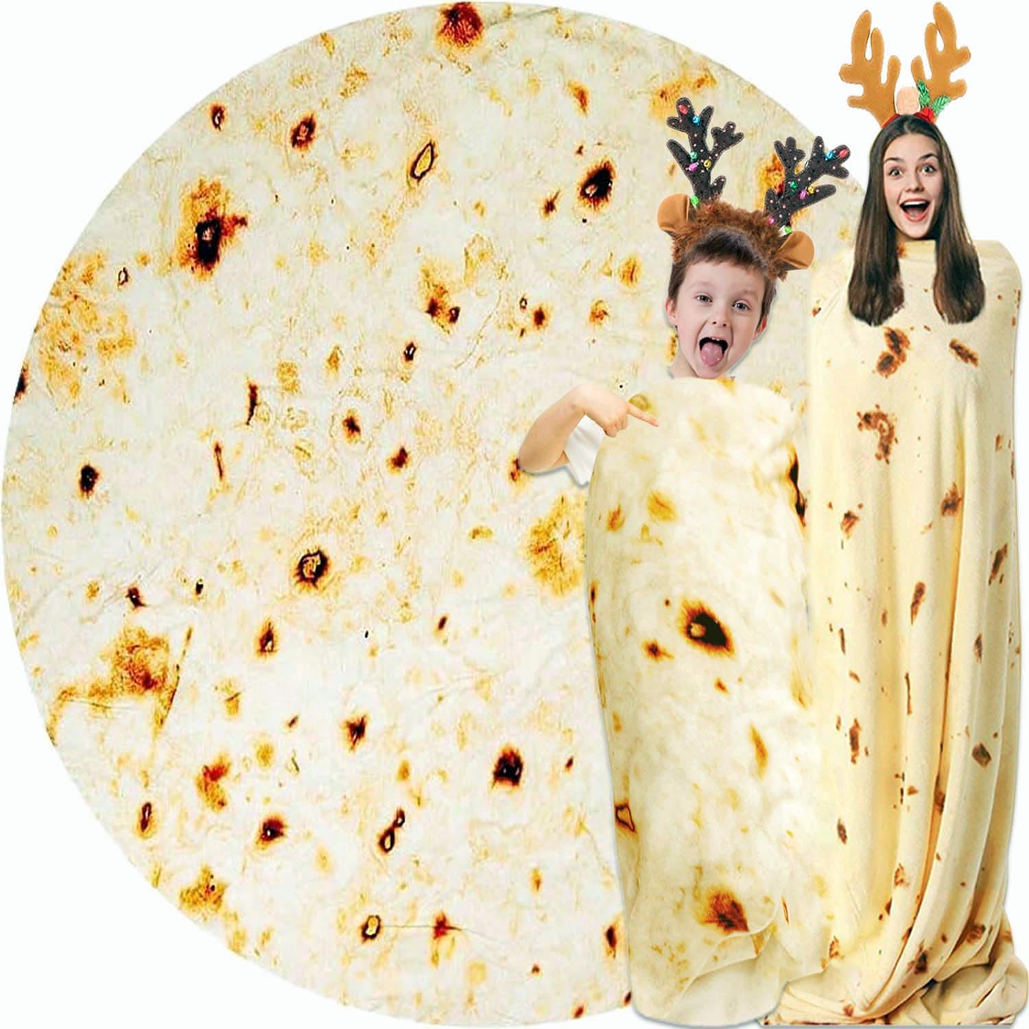 Burrito Tortilla Blanket White Elephant Gifts for Kids Stuff Useful Adults Teenagers Throw Blankets Wrap Boy Girl Party Novelty Gag Pets Soft Fleece 61in