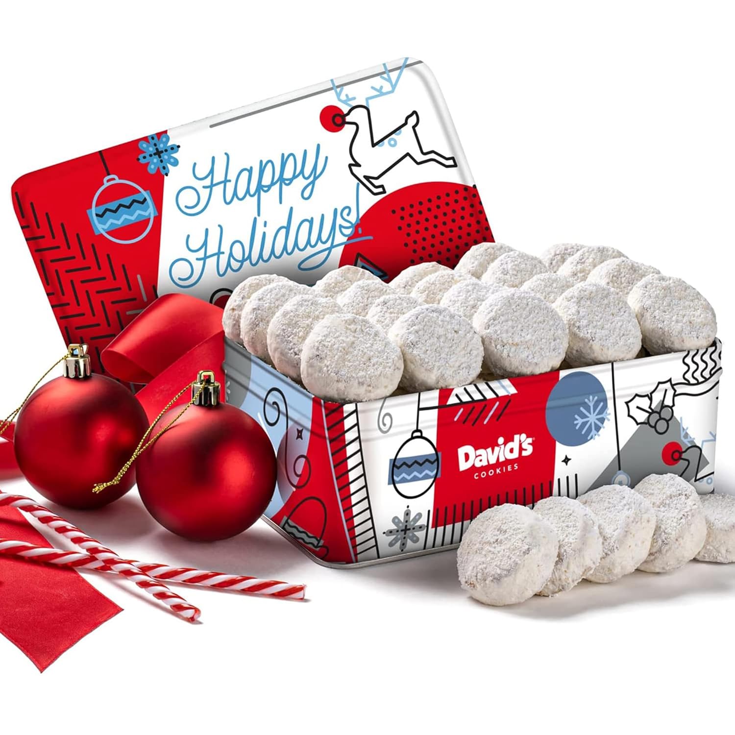 David’s Cookies Winter Wonderland Butter Pecan Meltaway Cookies Tin - Delicious Butter Cookies with Crunchy Pecans - Soft & Melt In Your Mouth Flavorful Cookies, Gourmet Holiday...