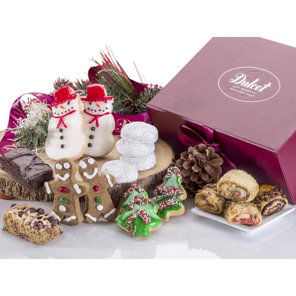 Dulcet Gift Baskets Holiday Delight Christmas Gourmet Gift Basket with Unique Hand Frosted Cookies Fresh Baked Pastries Ideal Gift Celebrations, for Men Woman Families Corporate...