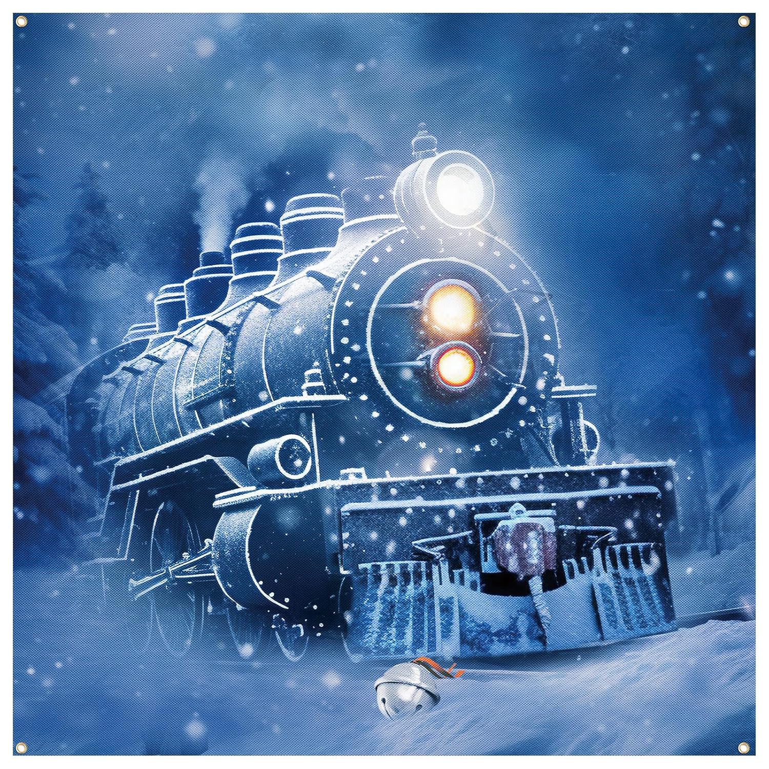Tegeme 10 x 8 ft Fabric Winter Christmas Polar Train Backdrop Wonderland Railway Xmas Train Snowy Night Snowflakes Snowfall Background Portrait Photography Banner Polar Party...