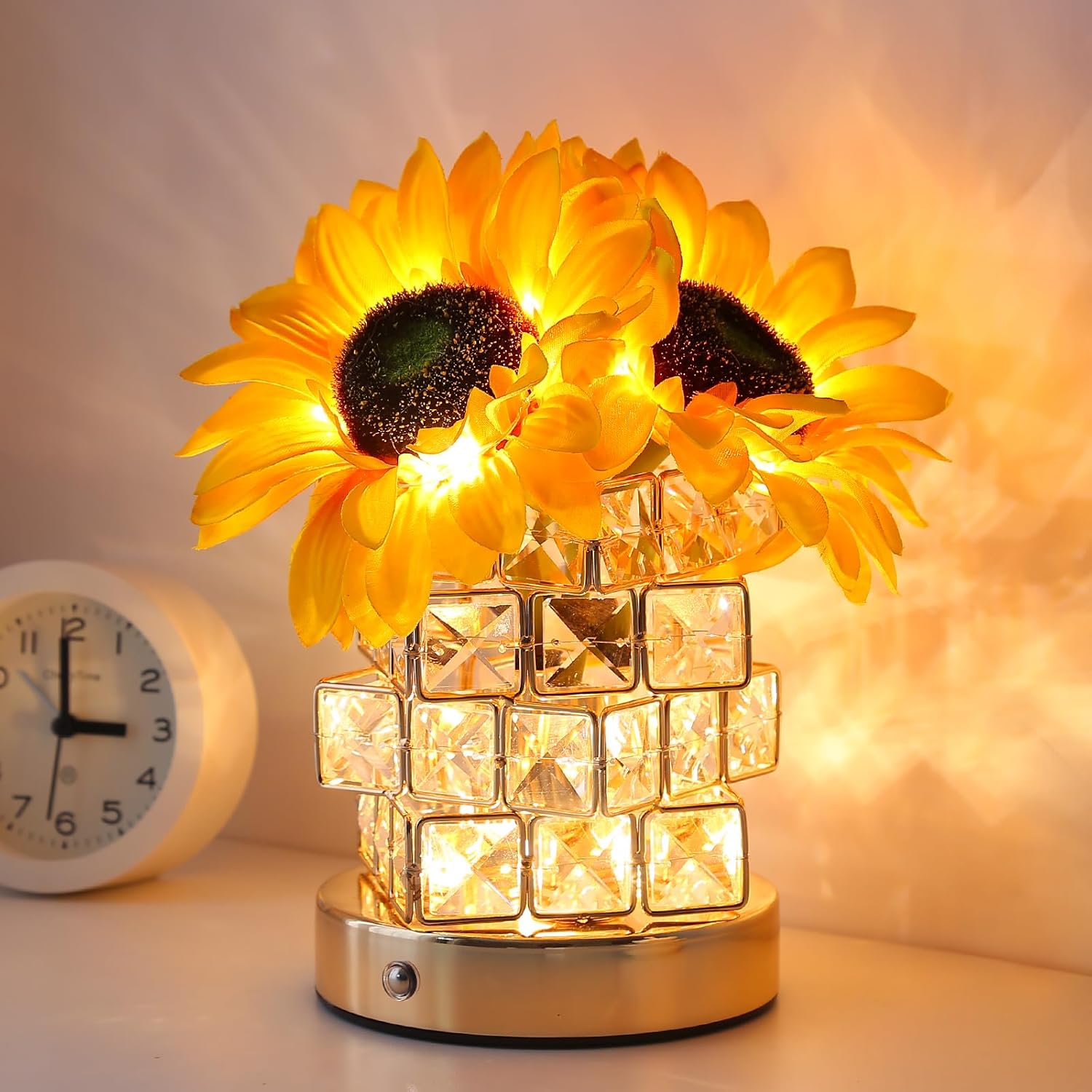 AMWGIMI Sunflowers Flower Lamp,Rechargeable Cordless Touch Table Lamp,3-Colour Infinitely Dimming Small Night Light,Festival Restaurant Bedroom Bar Coffee Shop Birthday Gifts...