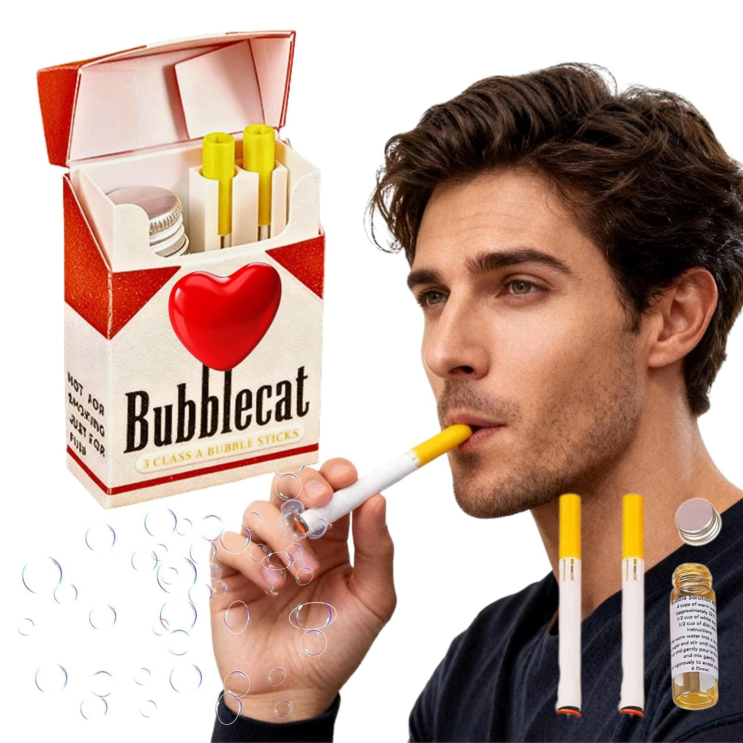 Axonkit Bubble Cigarette Stress Relief Accessary Fake Cigarette Mini Bubble Blower Bubble Sticks Relaxation Birthday Christmas Party Gift for Men Women