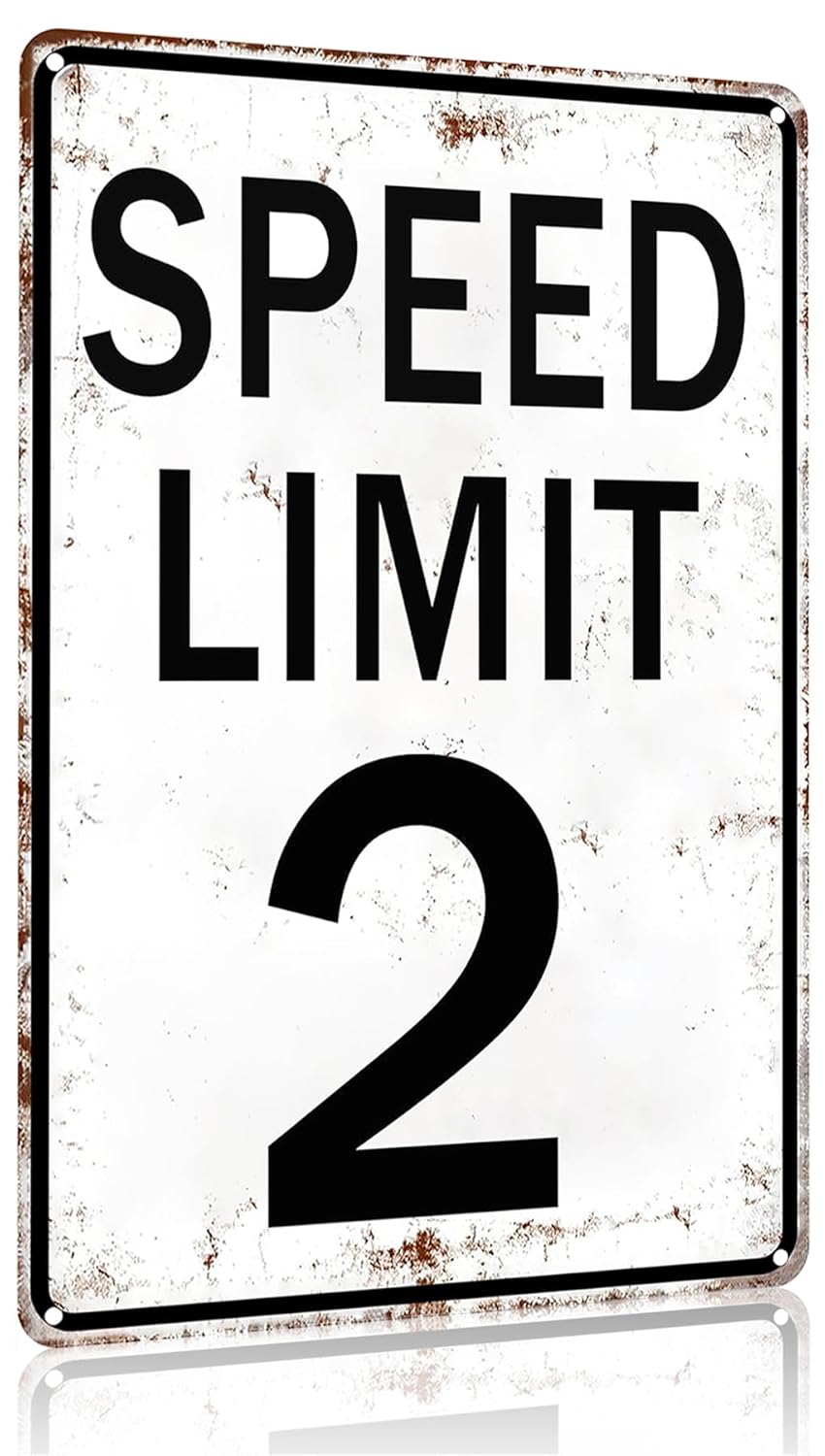 Crazysign Boys Gifts Retro Tin Sign Speed Limit 2 Sign for Boys Room Man Cave Garage Cars Themed Room Bedroom Vintage Style Wall Art Decor 8 x 12 Inch (3196)