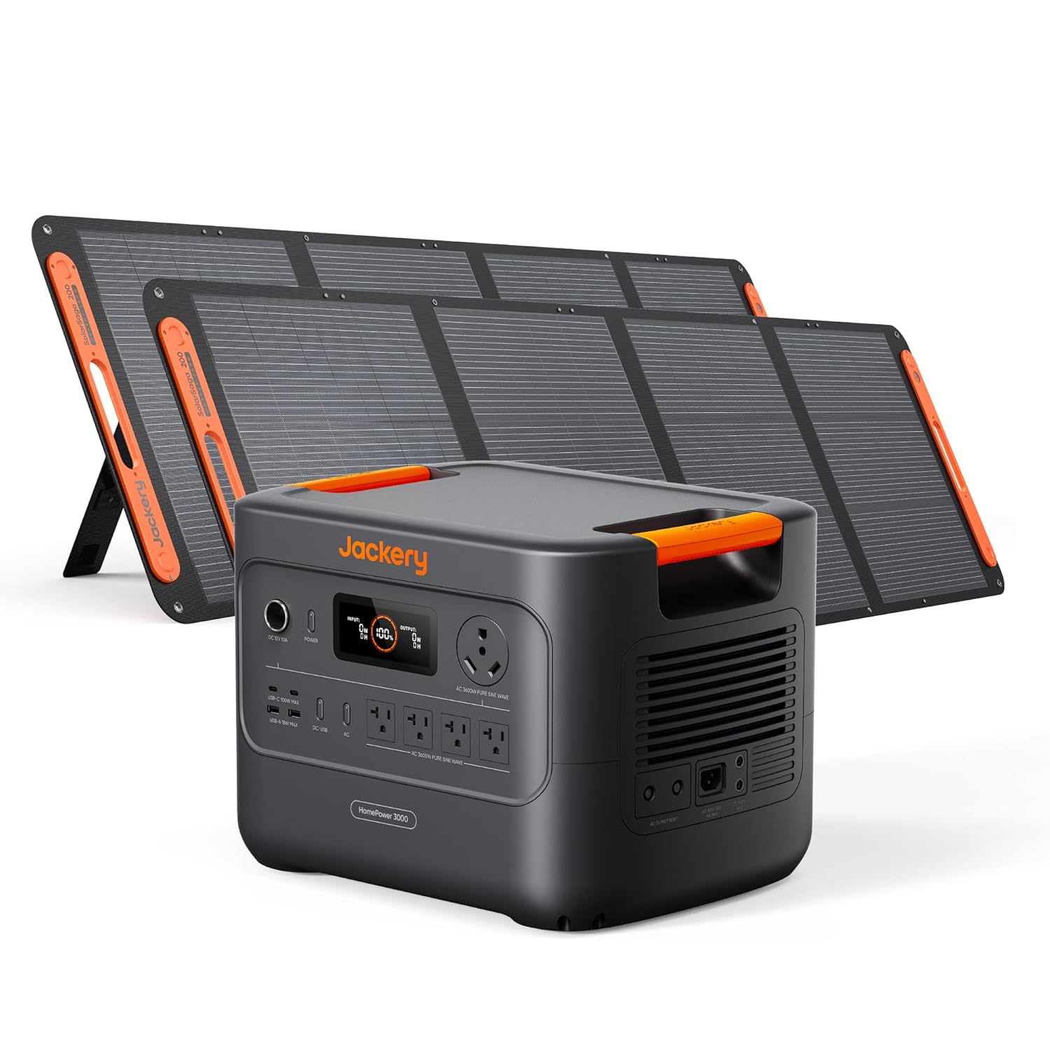 Jackery HomePower 3000 Portable Power Station with 2X 200W Solar Panels, 3600W (Surge 7200W) Output, 3072Wh LFP Battery Solar Generator, Essential Backup for Home Use, Power...