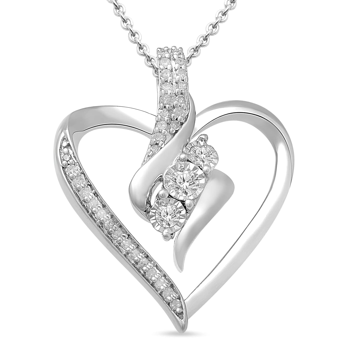 Amazon Essentials Diamond 3 Stone (1/4 cttw)18" Pendant Necklace (previously Amazon Collection)