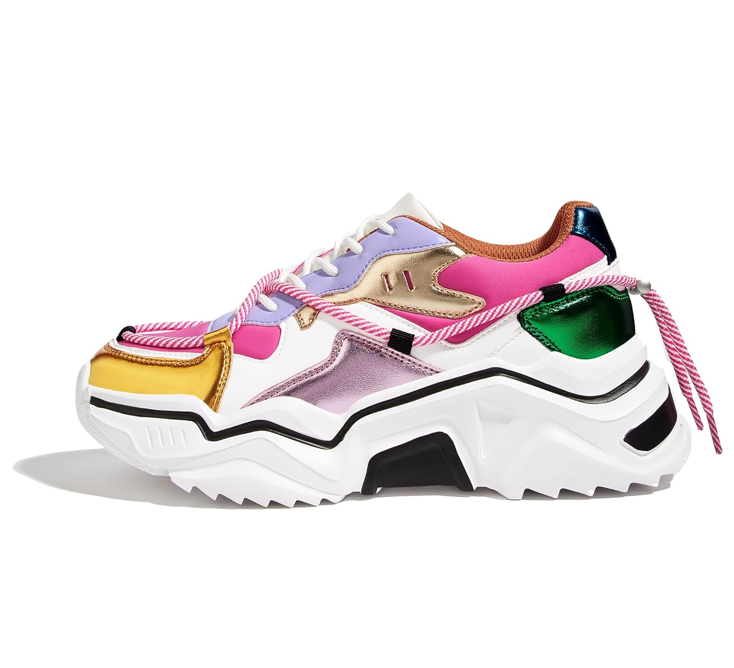 LUCKY STEP Women's Platform Colorful Fashion Sneakers Retro Colorblock Stylish Cute Chunky Dad Walking Shoes