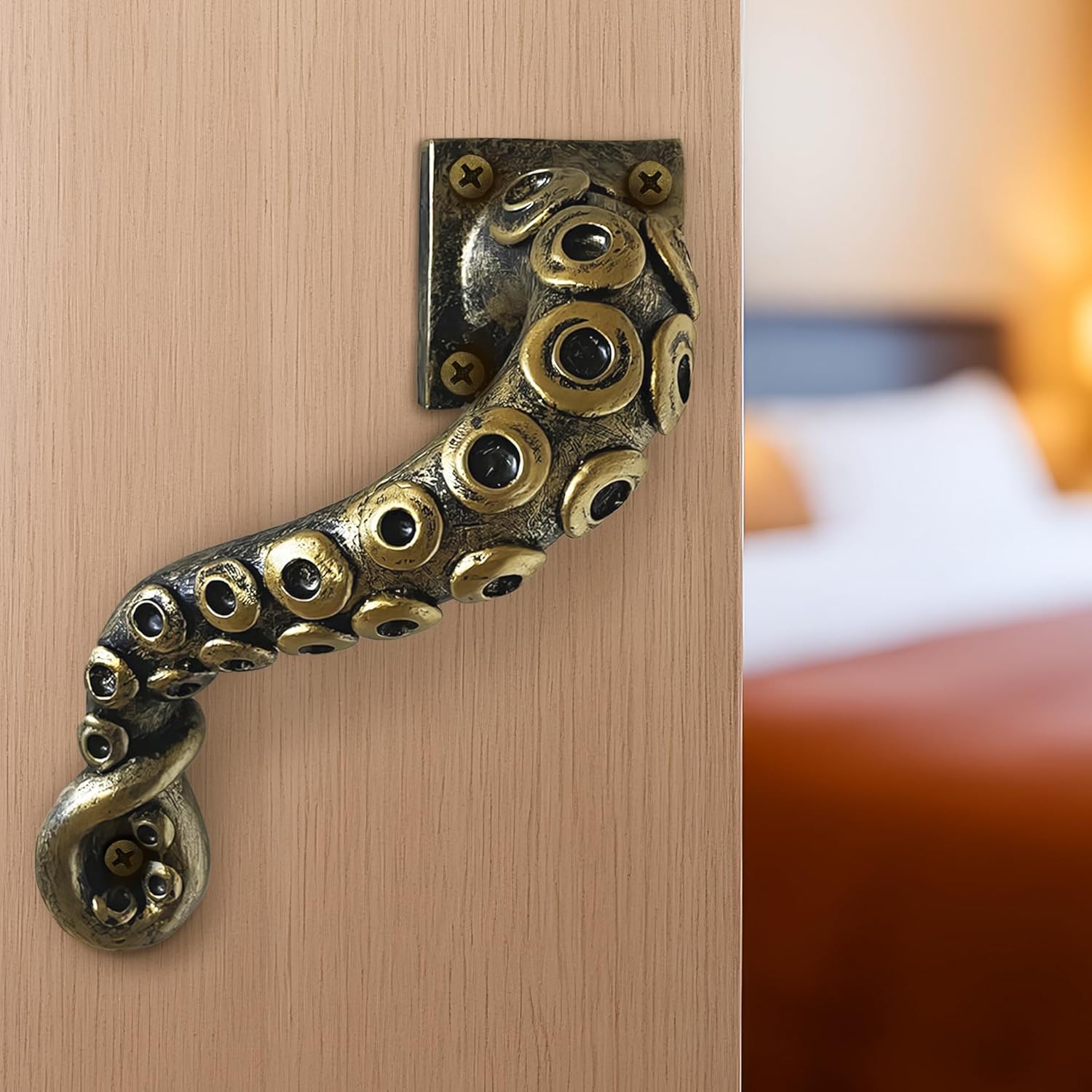 Octopus Door Handle – Unique Tentacle Design, Heavy Duty Pull, 6.49 x 1.4 x 2.13", Bronze Finish, Ergonomic Handle, Premium Polyresin, Durable & Non-Deformable, 4 Screws, Fits...