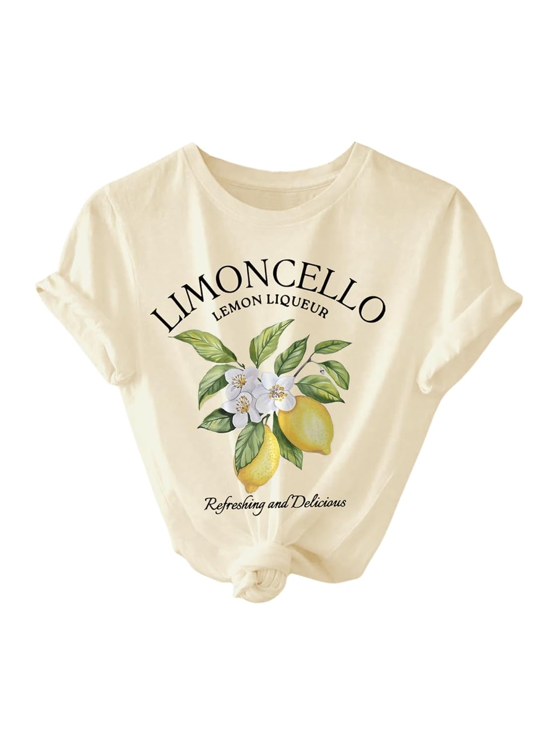 SweatyRocks Women's Lemon Shirts Letter Fruit Printed Graphic Tees Short Sleeve Casual T-Shirt