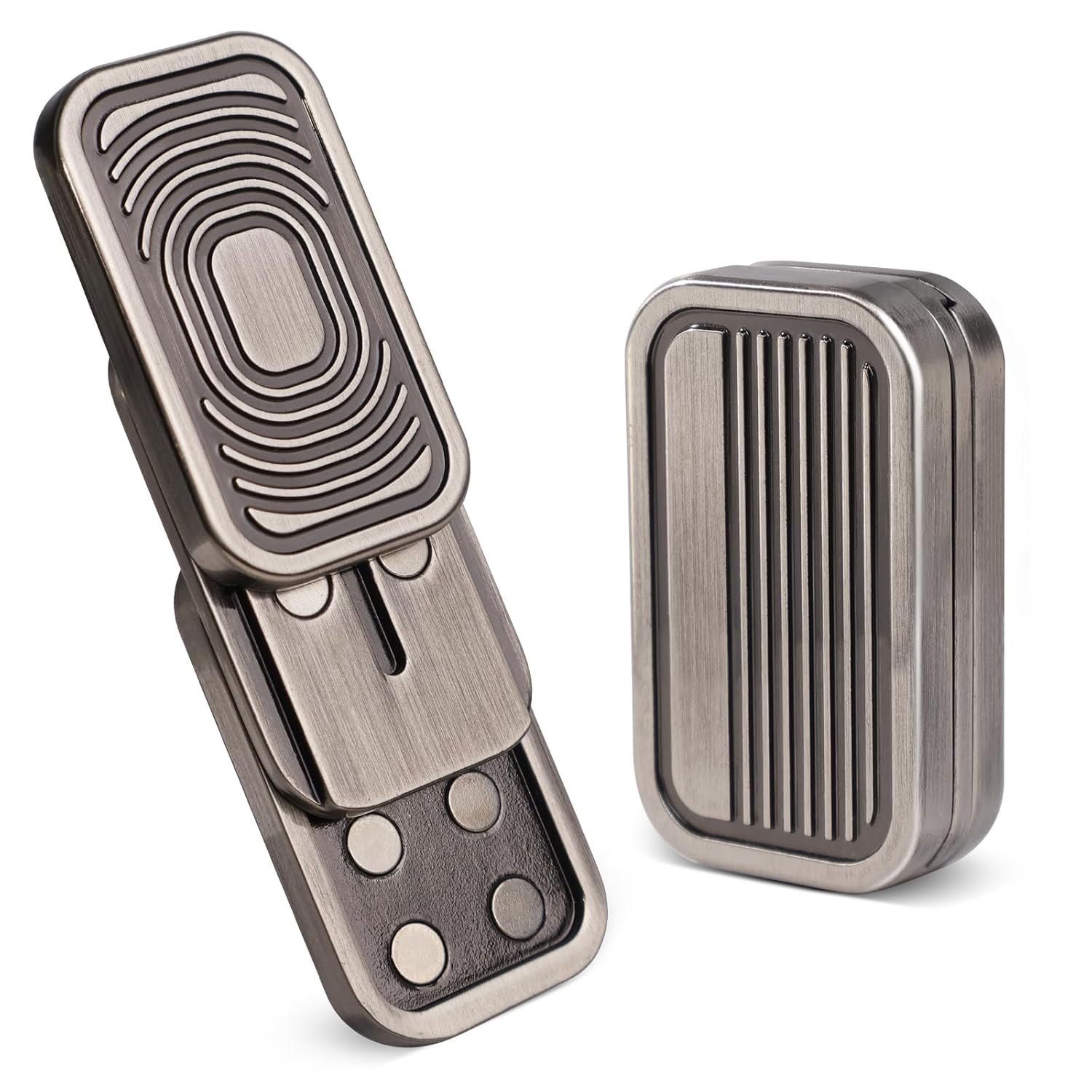 Triple Fidget Slider, Magnetic Metal Fidget Toys Adults Anxiety EDC Cool Gadgets Sensory Toys for Relieve Stress, Tension, Anxiety Valentines Day Gifts for Kids (Silver-Grey)