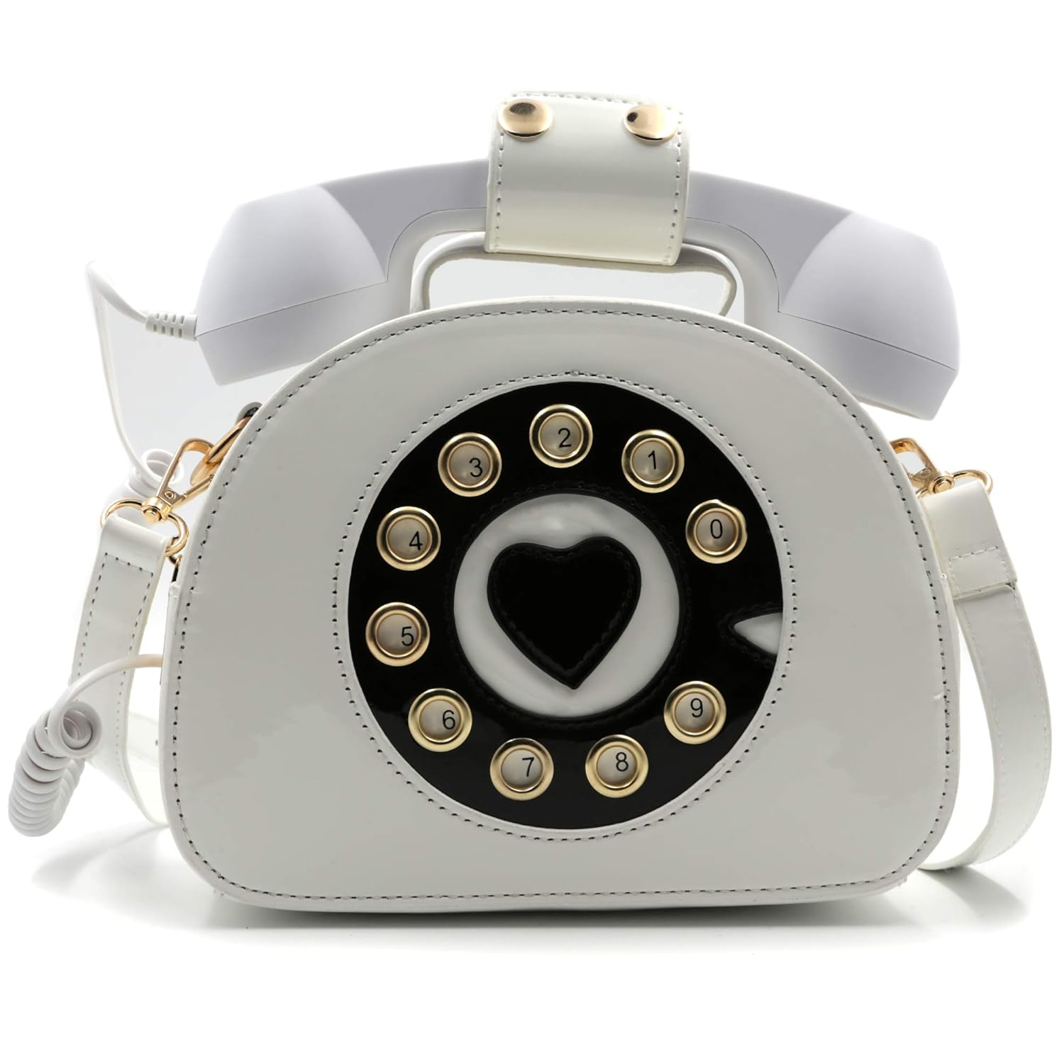 QiMing Retro dial telephone Crossbody Shoulder Bag,Pu Movable microphone Purse for Women