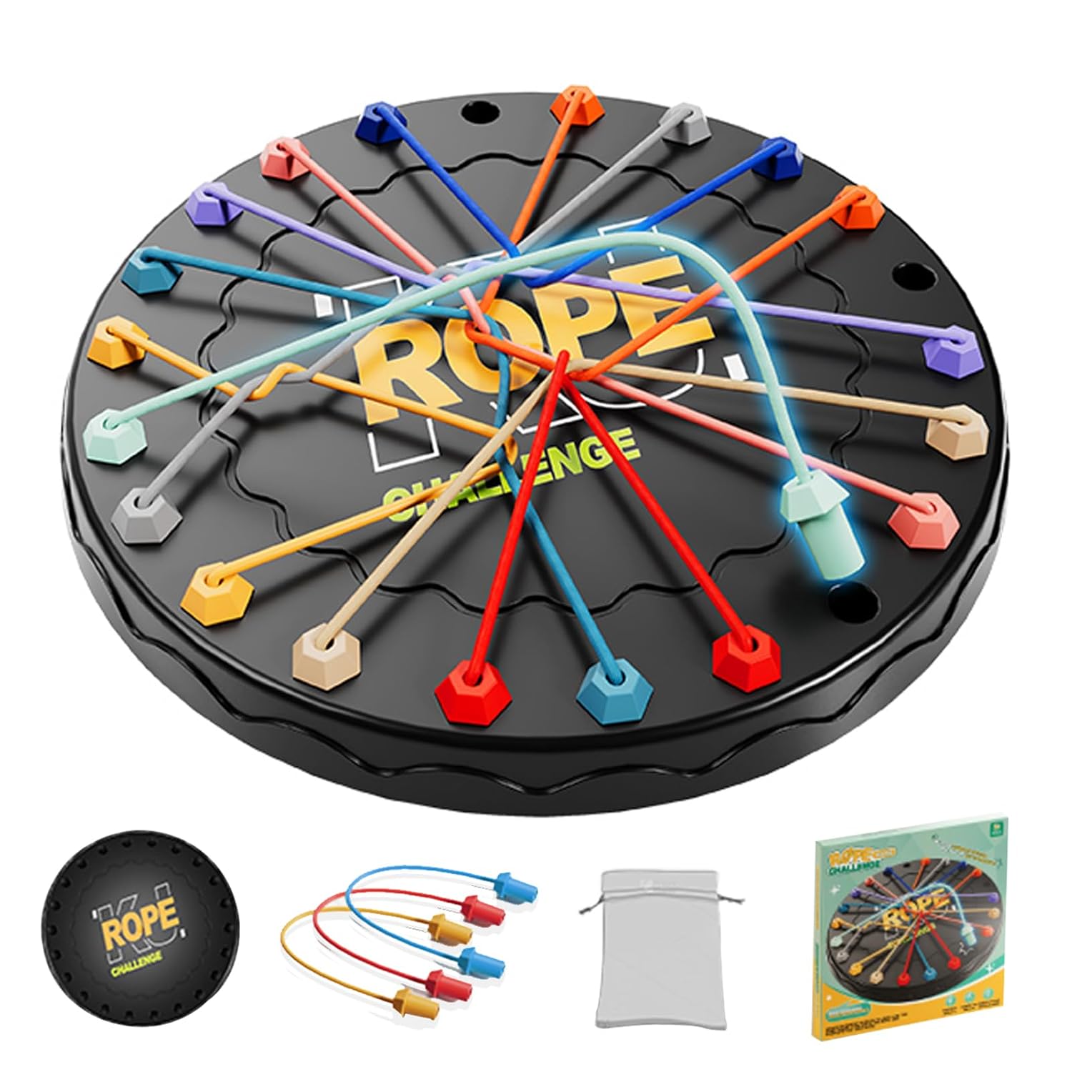 Rope Untangling Puzzle Game, Educational Strategy Board Game for Kids & Adults, Family Travel Party Games with Multi-Level Challenges, Gifts for All Ages(Manual on Box)