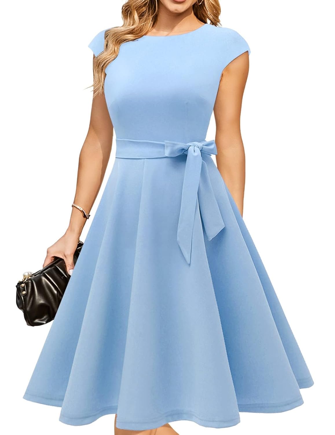 DRESSTELLS Women's Cocktail Dresses, Formal Wedding Guest Modest Church Vintage Tea Party Midi Evening Dress