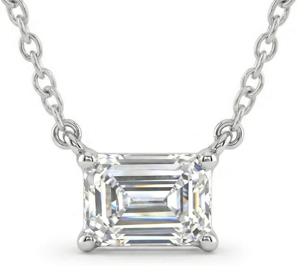 Lab Grown Diamond Necklace for Women | Horizontally Set Oval Diamond | 14KT White Gold | 1/2 Carat GH VS SI Certified DiamondJewelry for Women