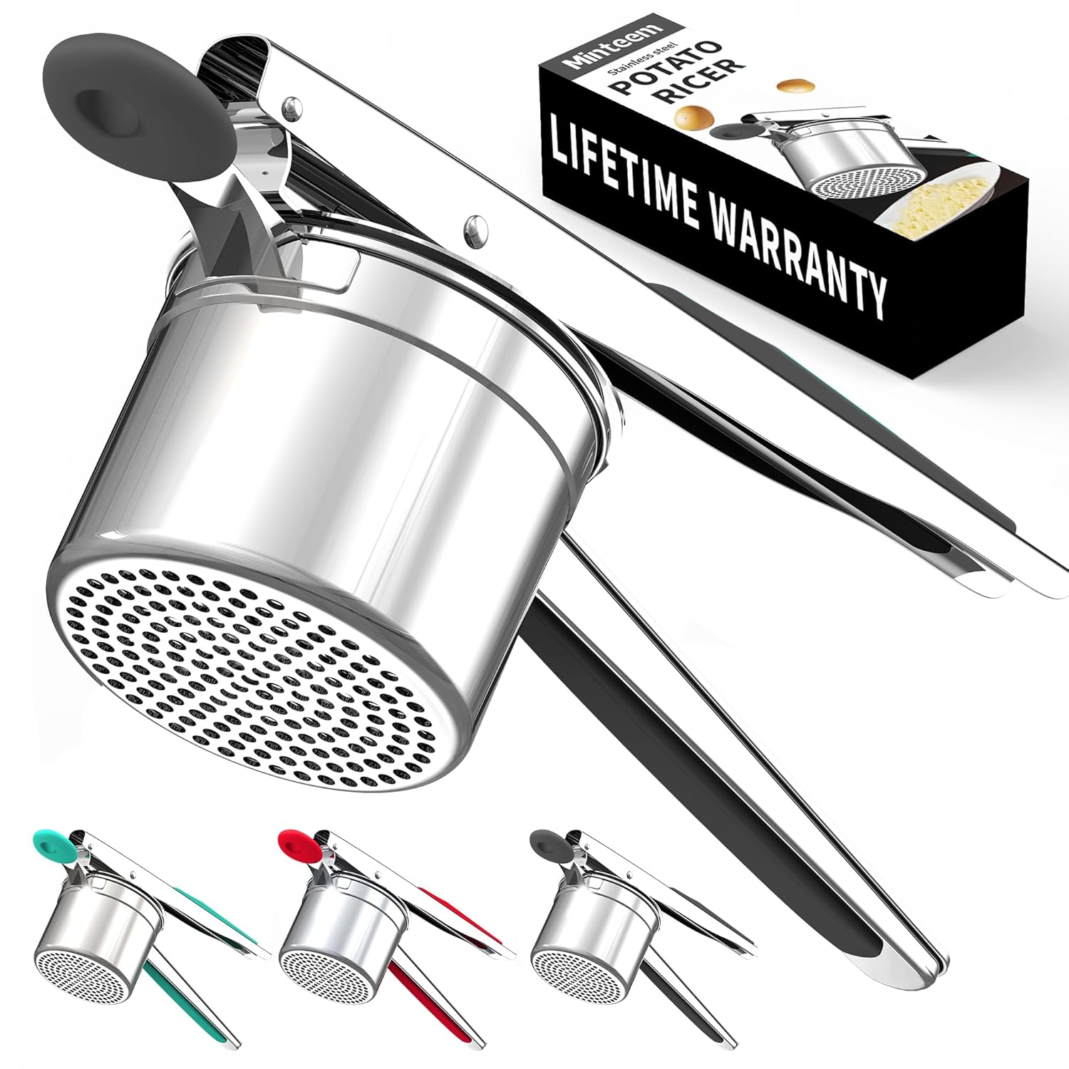 Large 15oz Potato Ricer for Mashed Potatoes, Heavy Duty 18/8 Stainless Steel Potato Masher for Baby Food & Spaetzle Maker, Masher and Ricer Kitchen Tool, Press and Mash Kitchen...